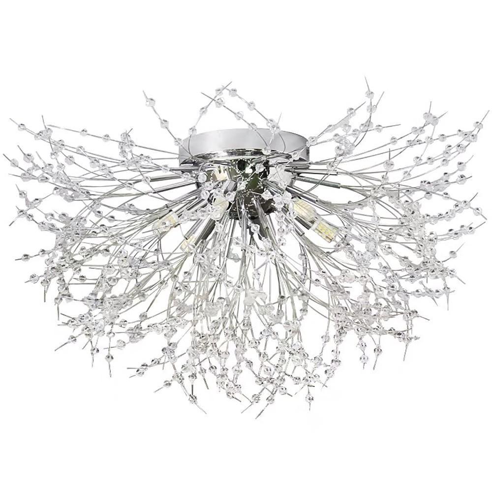 Classic Metal Crystal LED Ceiling Light - 6 Bulb Traditional Chandelier