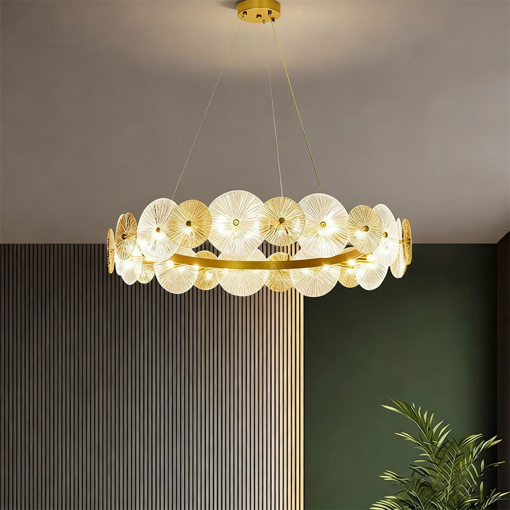 Large Silver Iron Frame Chandelier - Clear Glass Ceiling Light