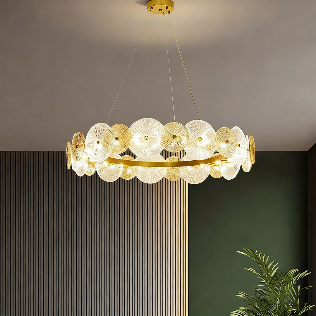 Large Silver Iron Frame Chandelier - Clear Glass Ceiling Light