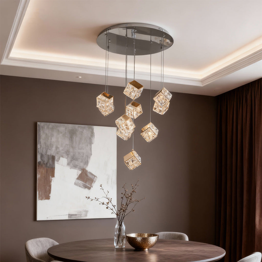 Luxury Crystal Chandelier Rubik's Cube Ceiling Light