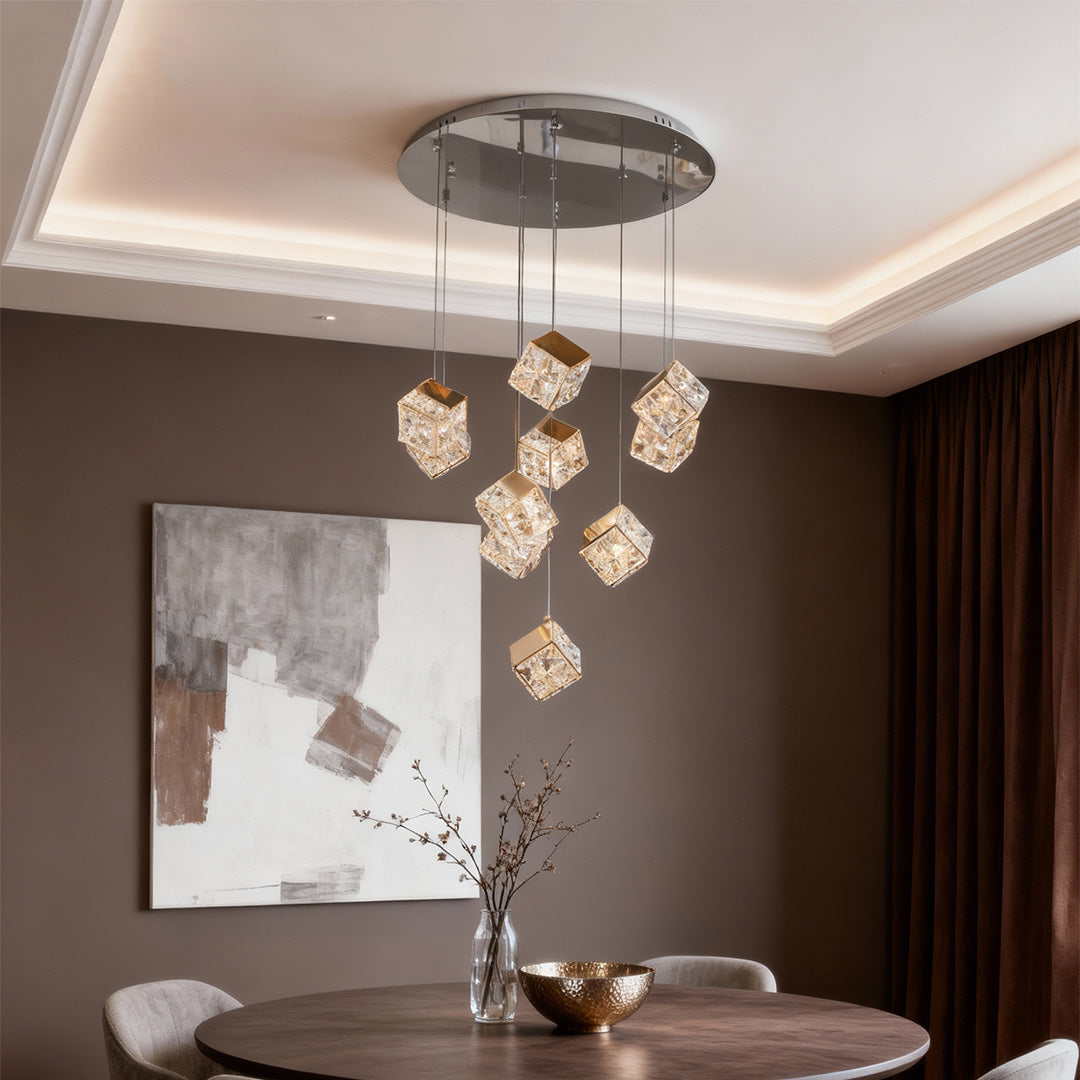 Luxury Crystal Chandelier Rubik's Cube Ceiling Light