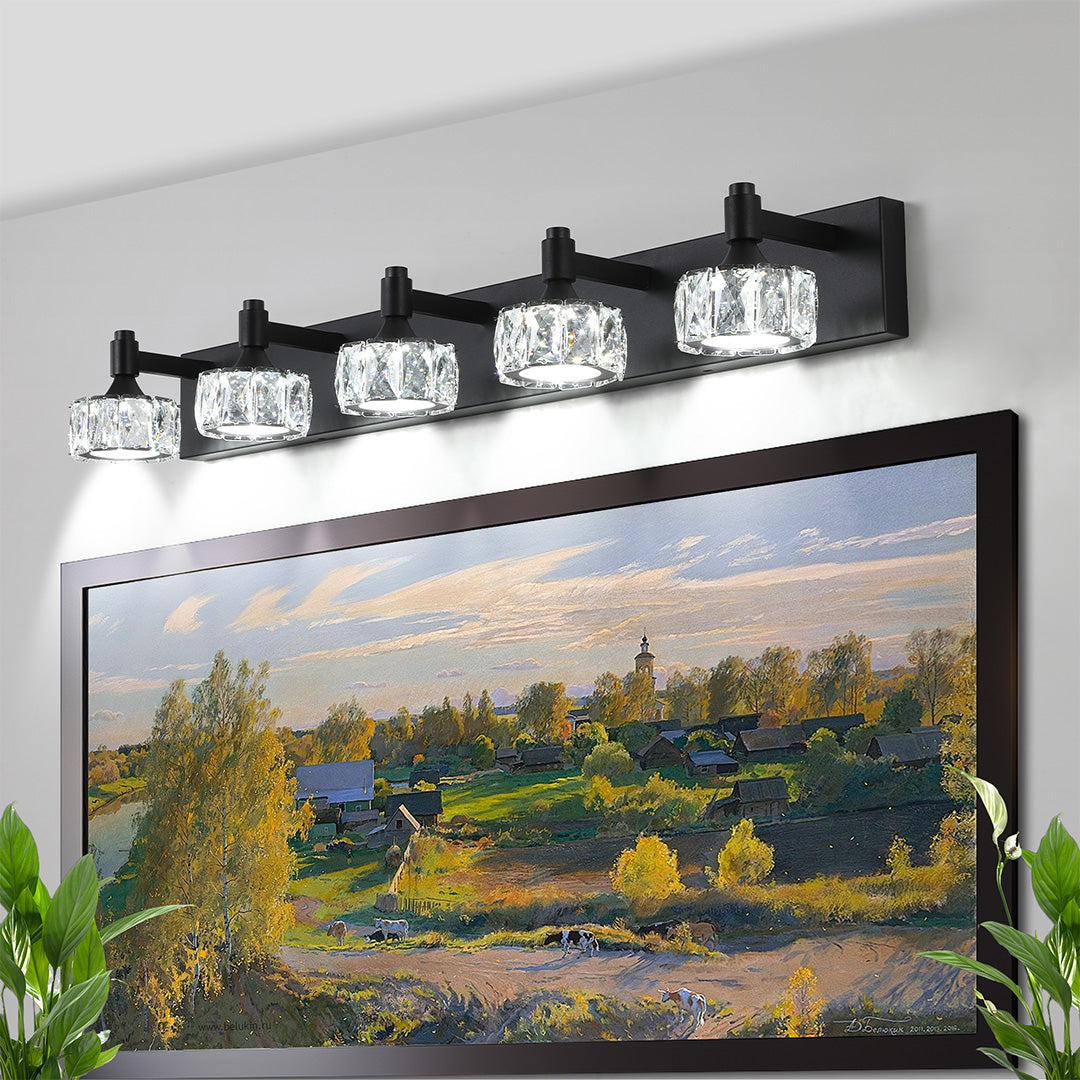 Modern Luxury Crystal Bathroom Vanity Light – Elegant Iron Lamp for Wall, LED Wall Sconce, Contemporary Lighting for Bath, Glamorous Makeup Mirror Light, Stylish Home Decor, High-End Fixture for Elegant Interiors