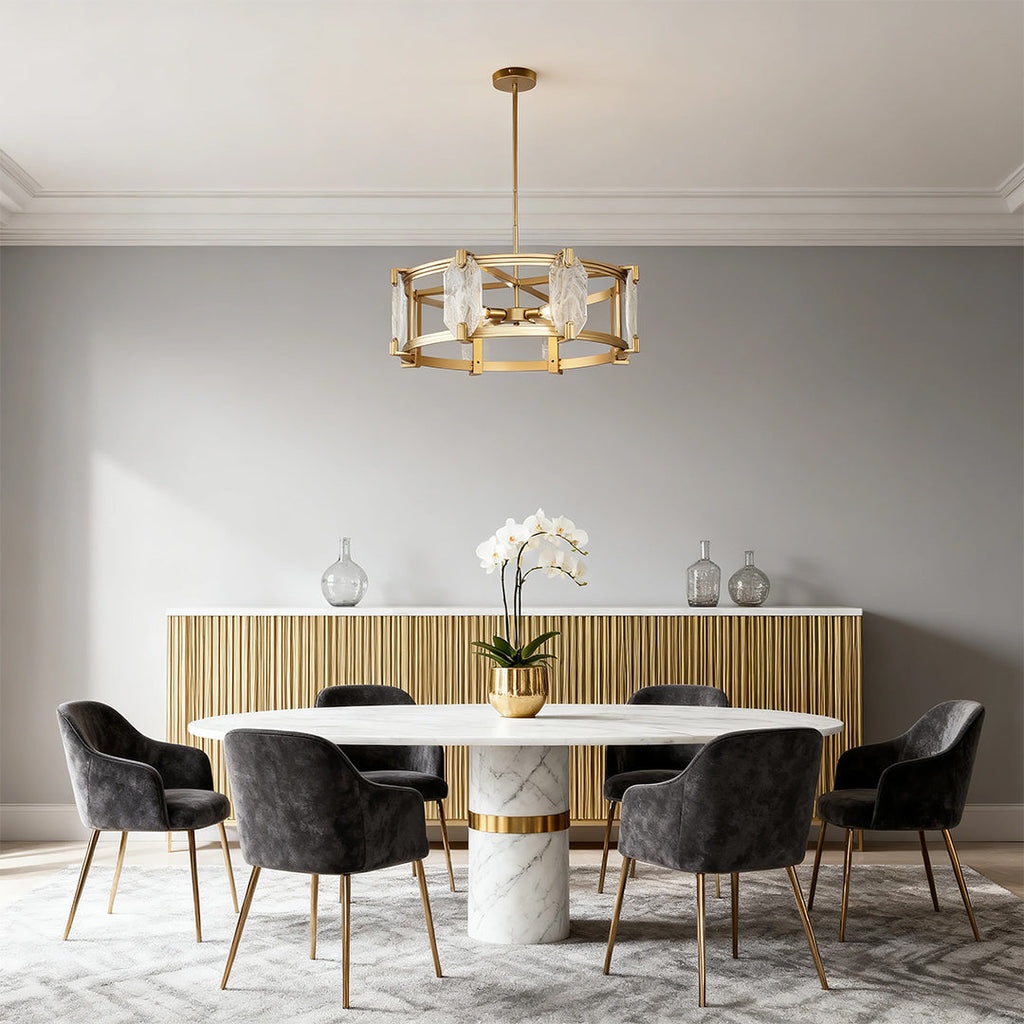 Round Glass Chandelier - Classic American Ceiling Light Elegance