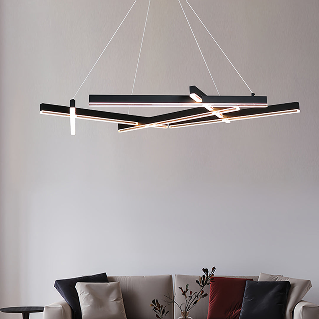Black Metal Geometric LED Chandelier Ceiling Light