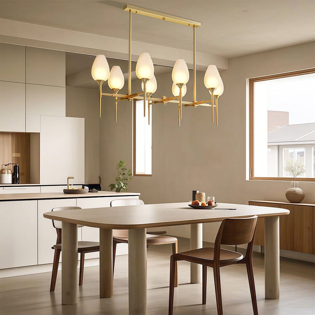 Modern Brass Glass Chandelier Luxury Ceiling Light Minimalist Design