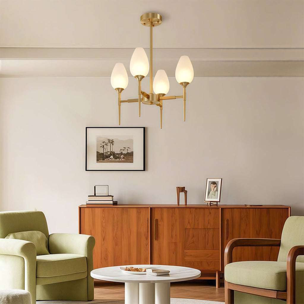 Modern Brass Glass Chandelier Luxury Ceiling Light Minimalist Design