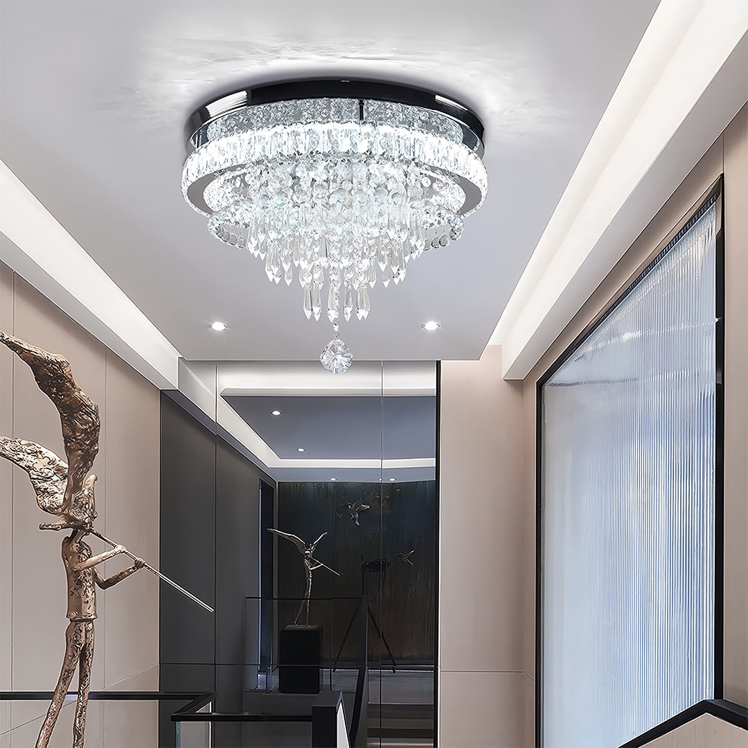Gold Flush Mount Light - Modern Luxury Round Ceiling Fixture