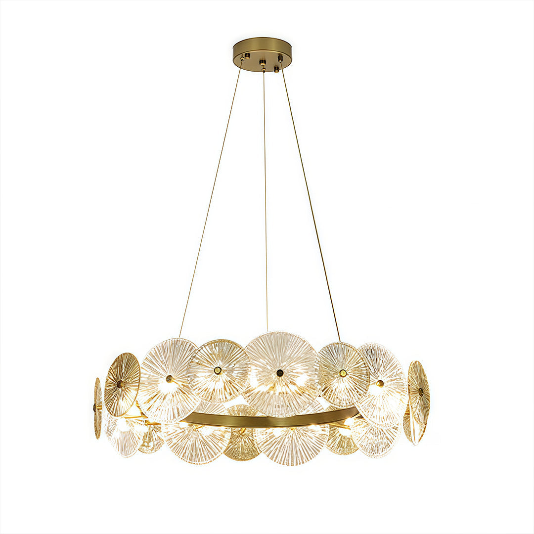 Large Silver Iron Frame Chandelier - Clear Glass Ceiling Light