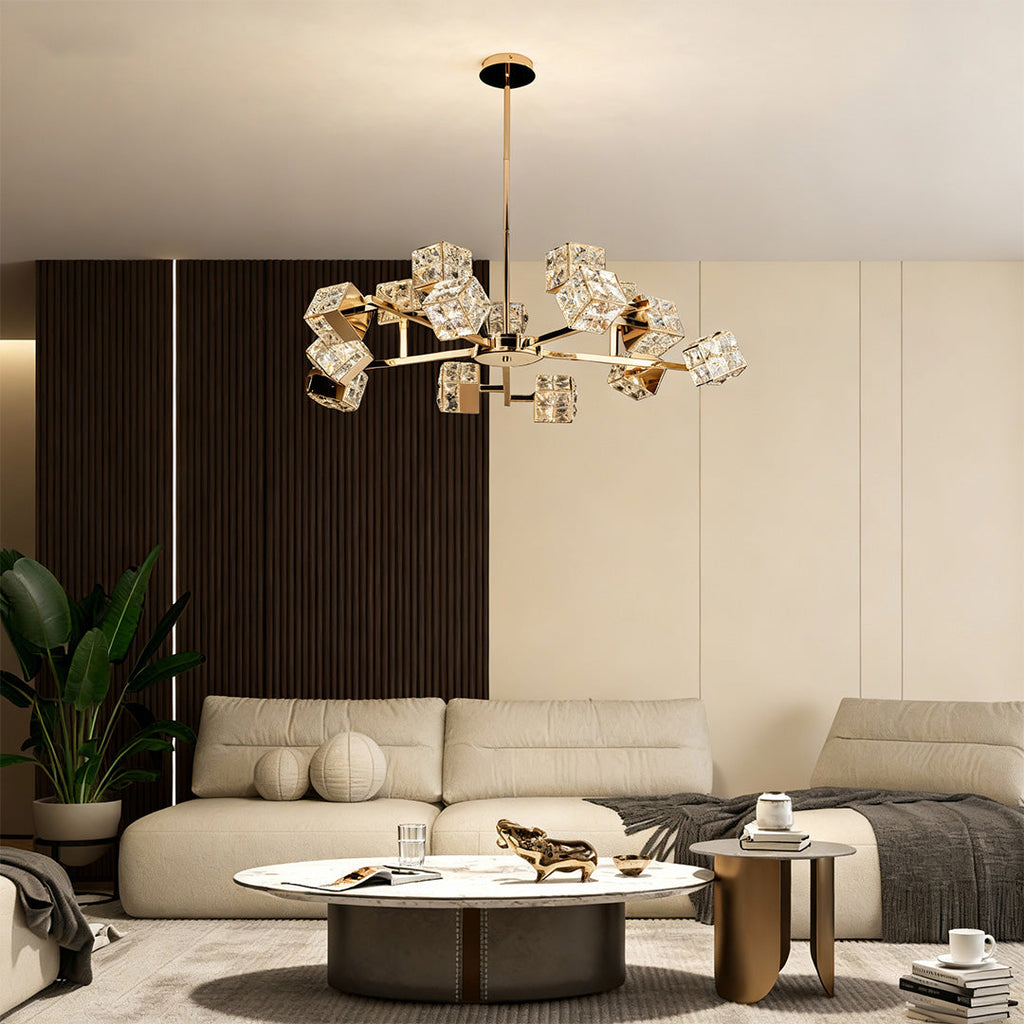 Luxury Crystal Cube Chandelier Modern Ceiling Light