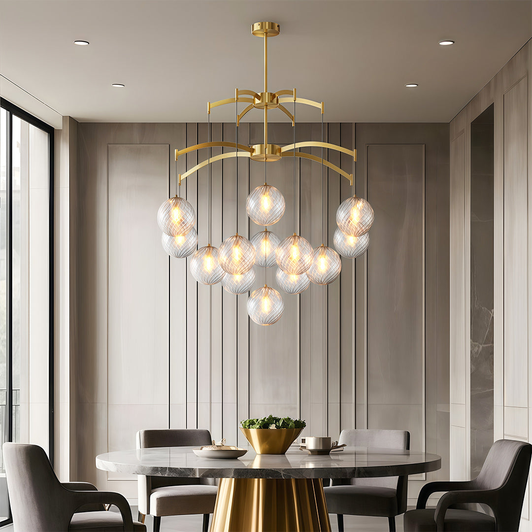 Modern Glass Ball Chandelier - Full Copper Ceiling Light