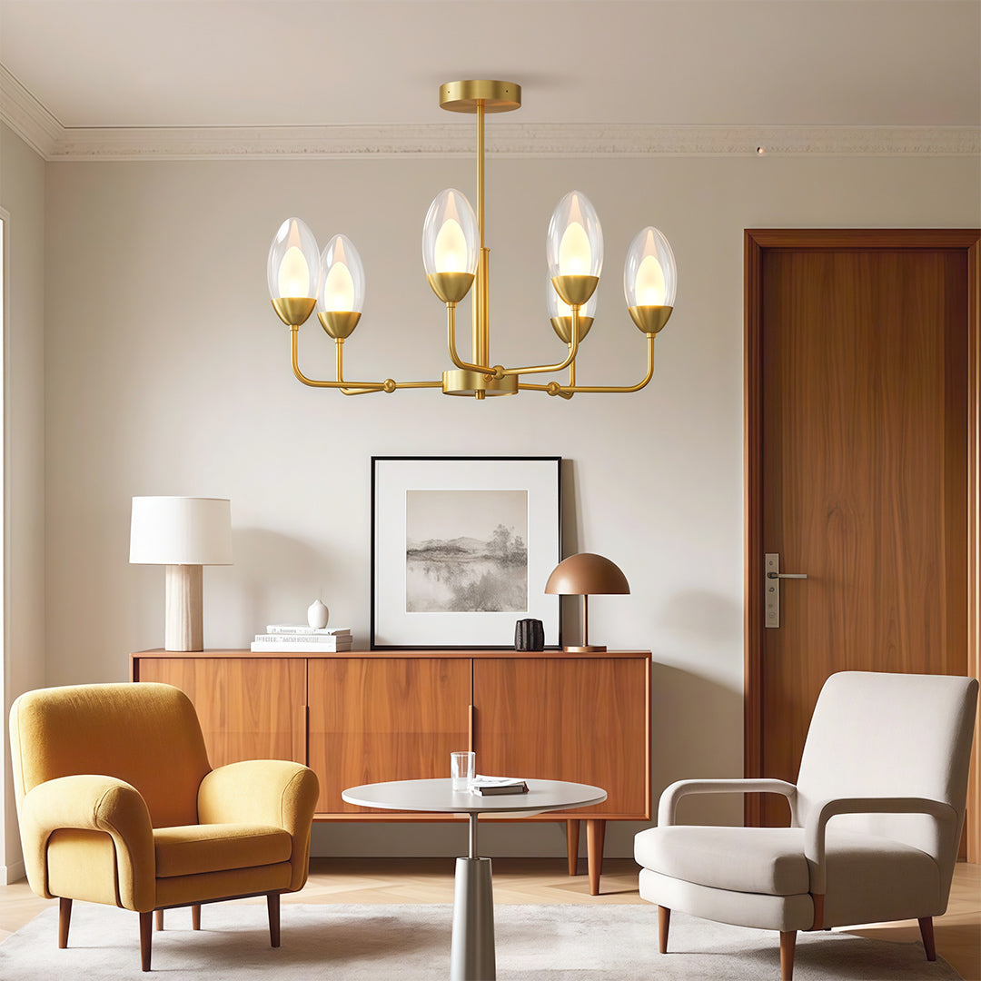 Modern Minimalist Copper Chandelier – Luxury Ceiling Light Fixture