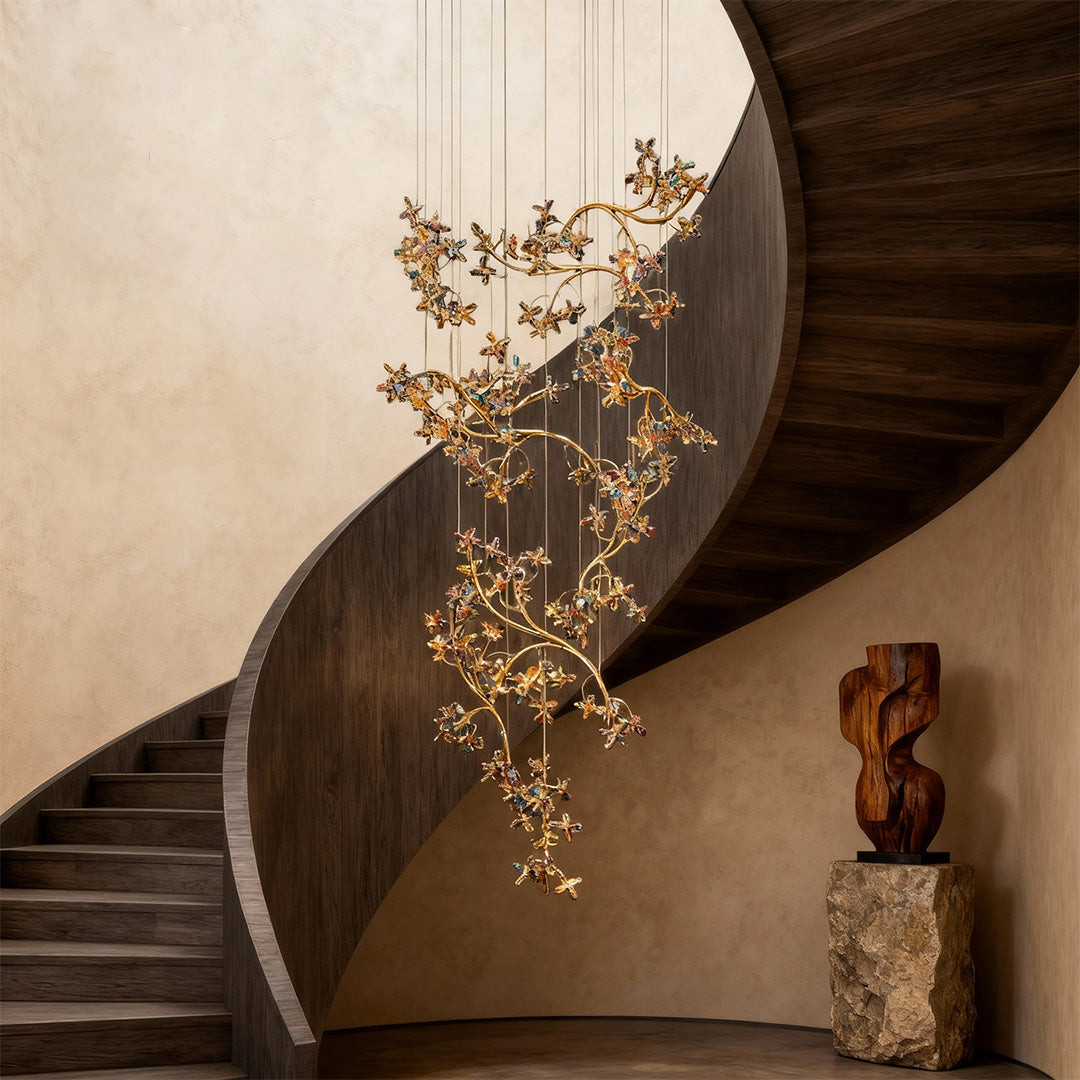 Modern Crystal Rotating Ceiling Chandelier for Staircase