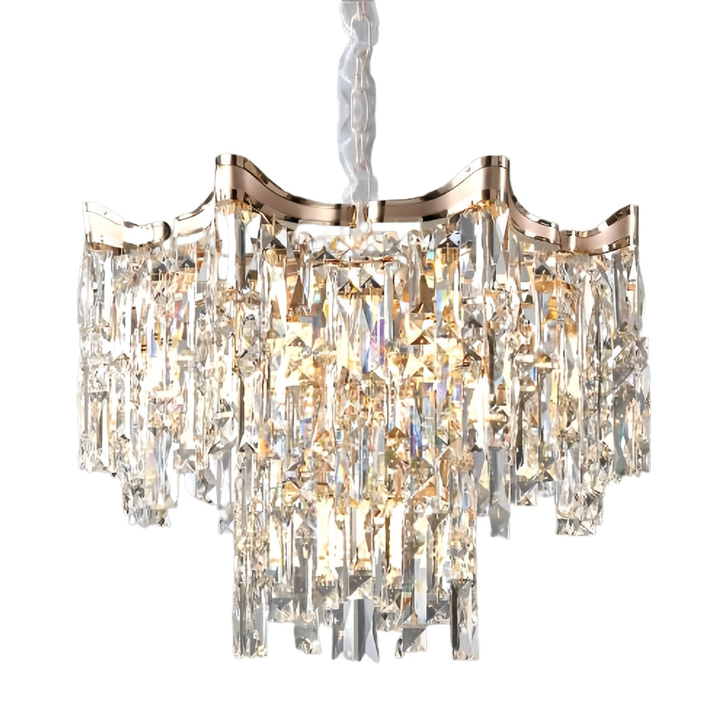 Luxury Gold Tiered Glass Chandelier - Modern Waterfall Ceiling Light