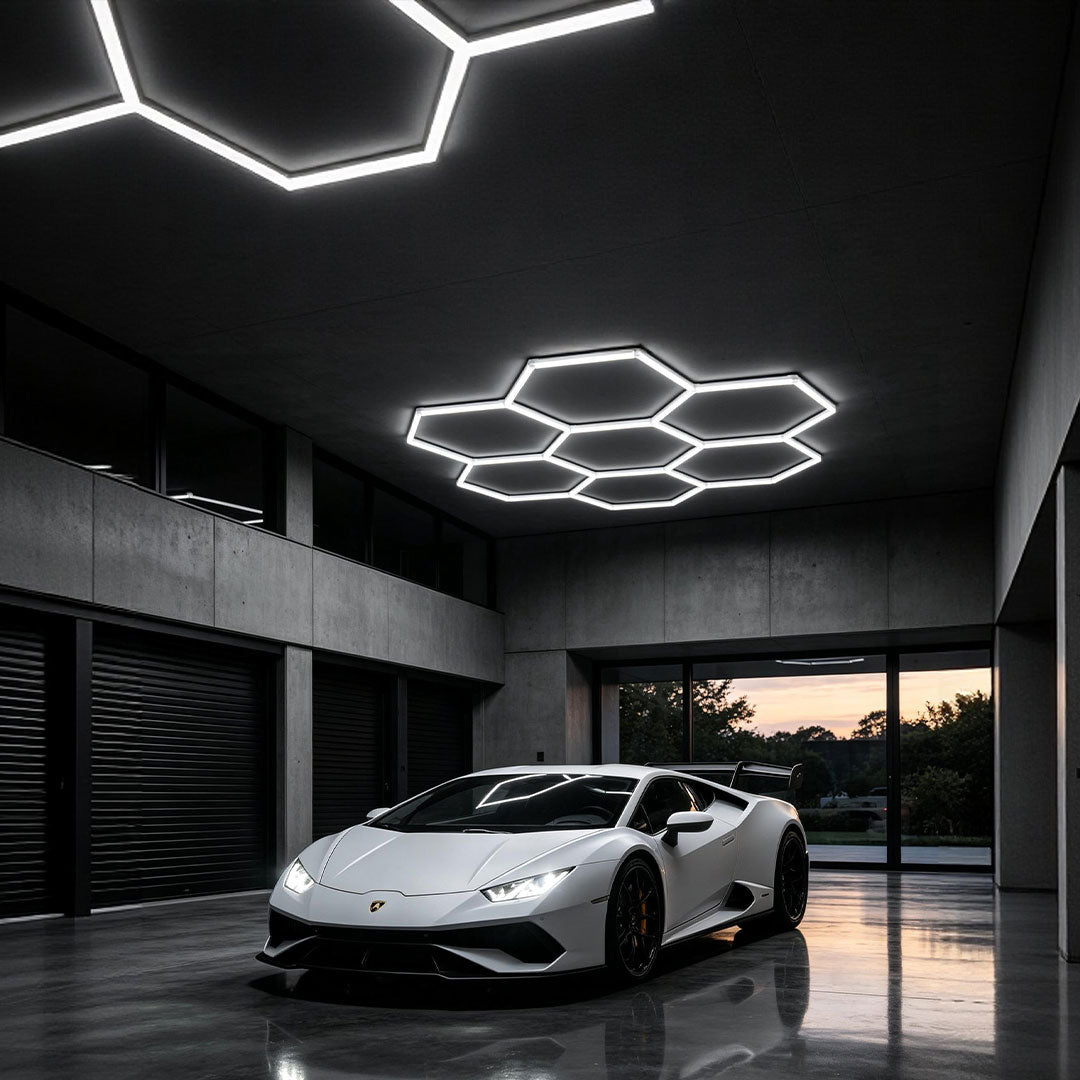 Honeycomb Ceiling Light - Modern White LED Industrial Fixture
