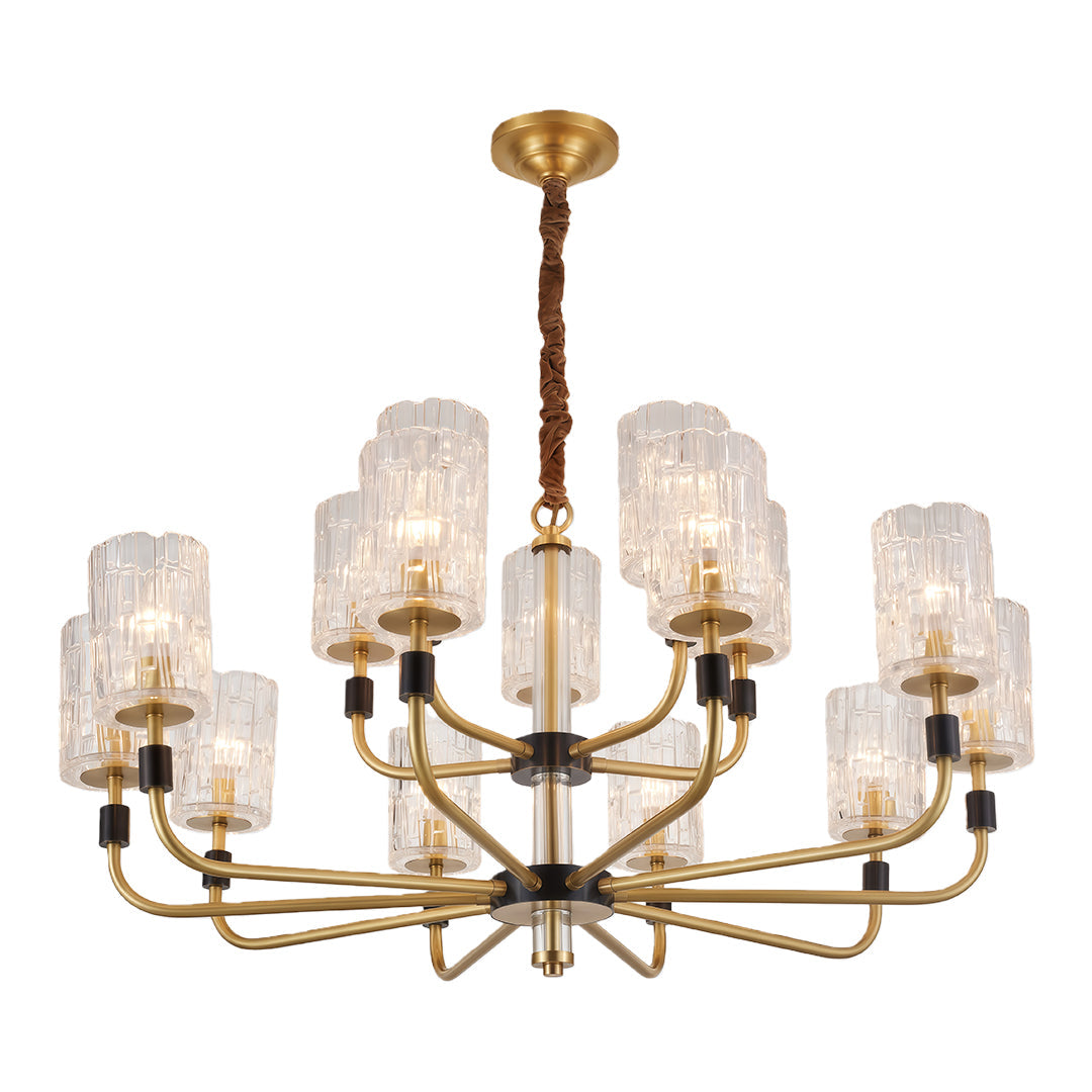 Luxury Copper Glass Chandelier - Modern Minimalist Ceiling Light