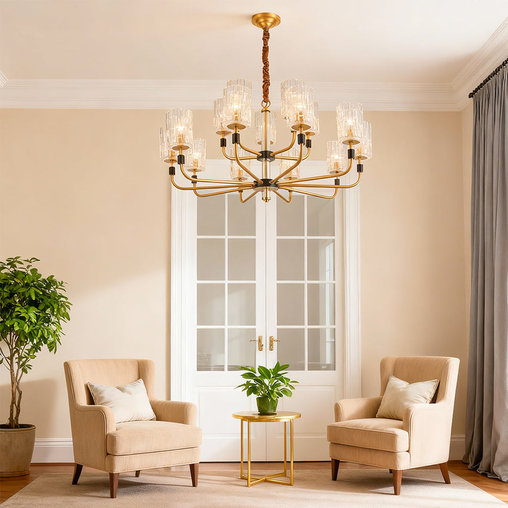 Luxury Copper Glass Chandelier - Modern Minimalist Ceiling Light