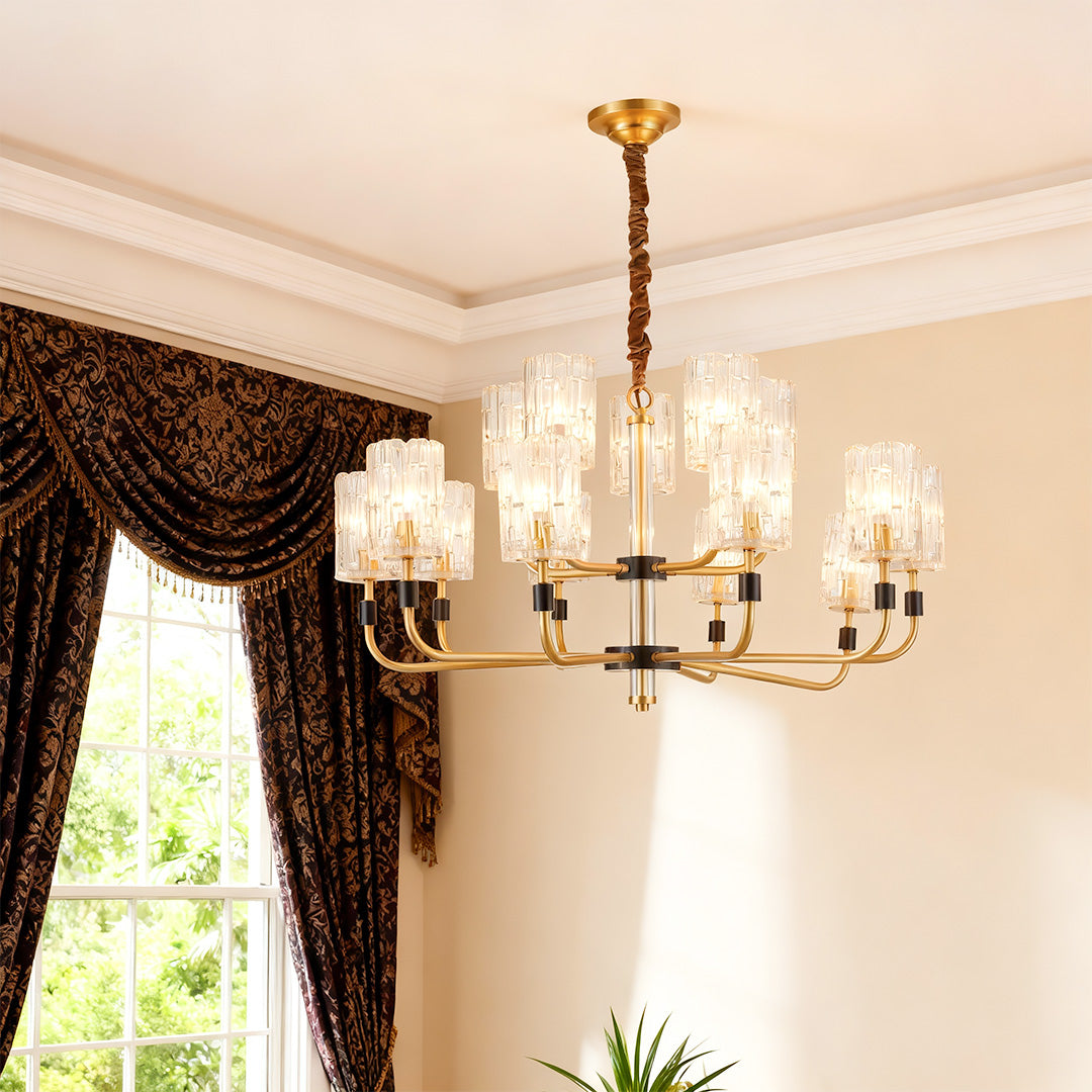 Luxury Copper Glass Chandelier - Modern Minimalist Ceiling Light