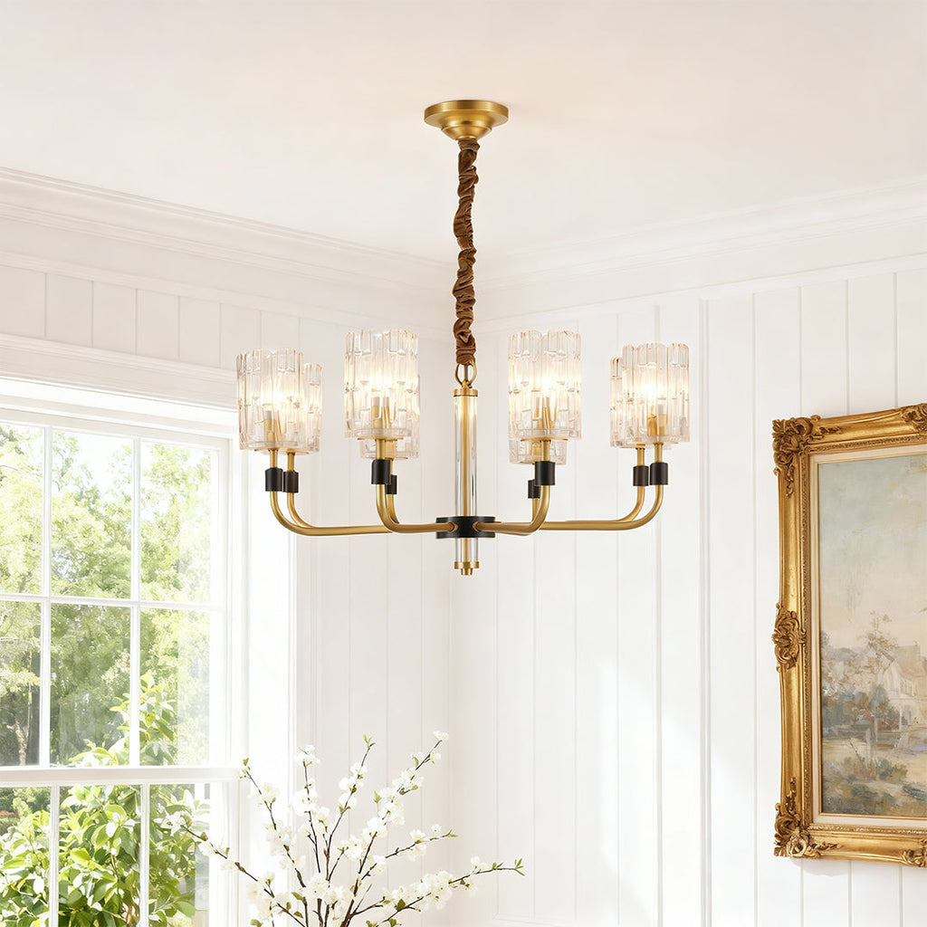 Luxury Copper Glass Chandelier - Modern Minimalist Ceiling Light