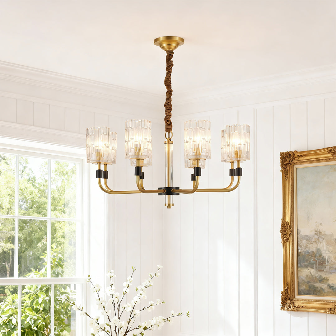 Luxury Copper Glass Chandelier - Modern Minimalist Ceiling Light