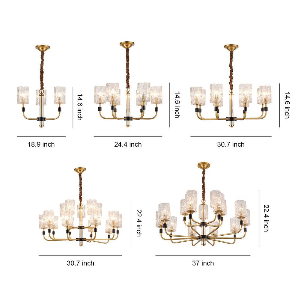 Luxury Copper Glass Chandelier - Modern Minimalist Ceiling Light