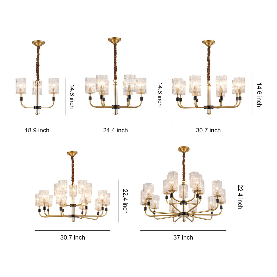 Luxury Copper Glass Chandelier - Modern Minimalist Ceiling Light
