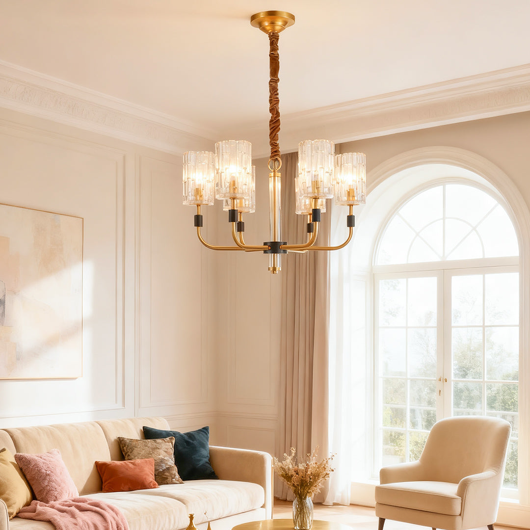 Luxury Copper Glass Chandelier - Modern Minimalist Ceiling Light