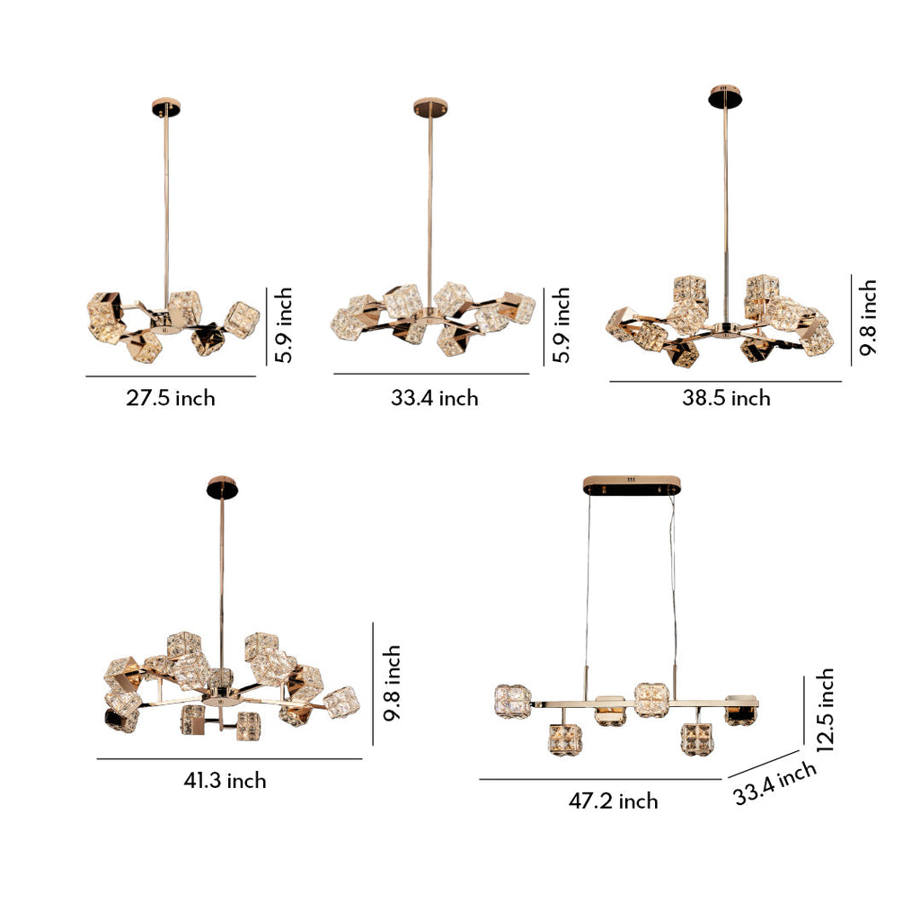 Luxury Crystal Cube Chandelier Modern Ceiling Light