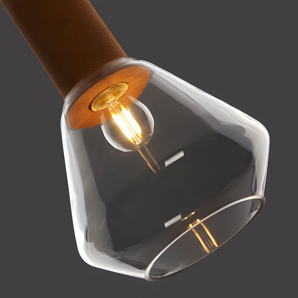 Luxury Copper Glass Jar Pendant Light - 1-Light Wood Fixture with Cork Diamond Glass Suspension