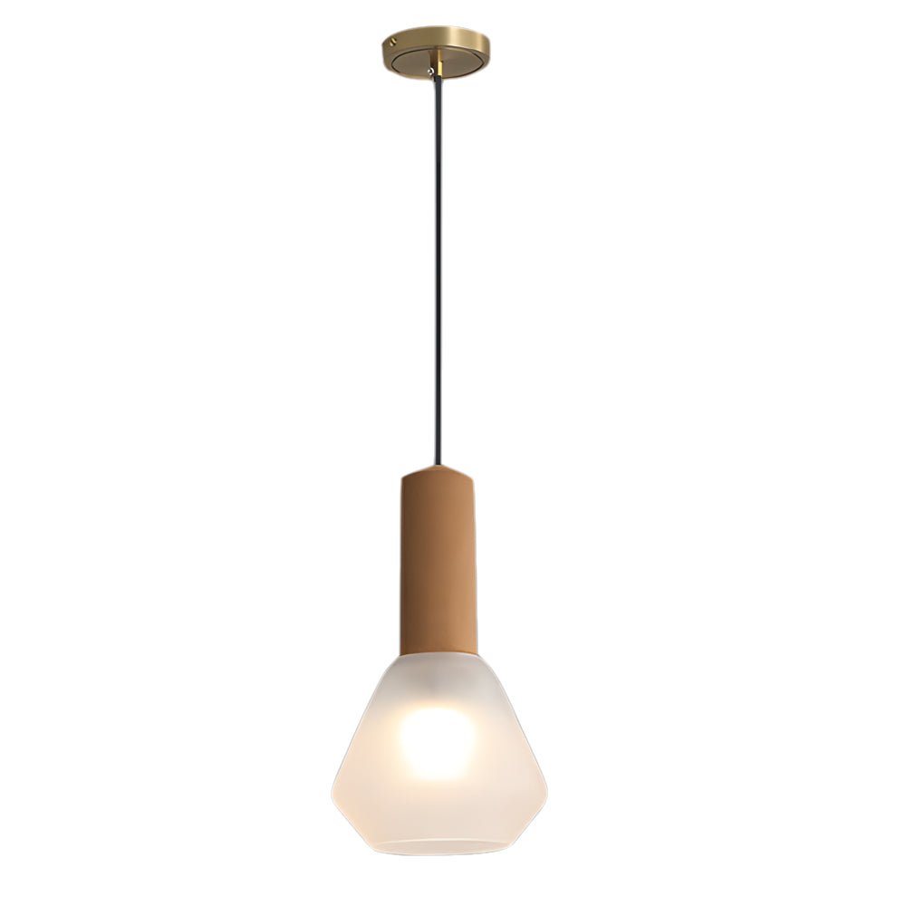 Luxury Copper Glass Jar Pendant Light - 1-Light Wood Fixture with Cork Diamond Glass Suspension