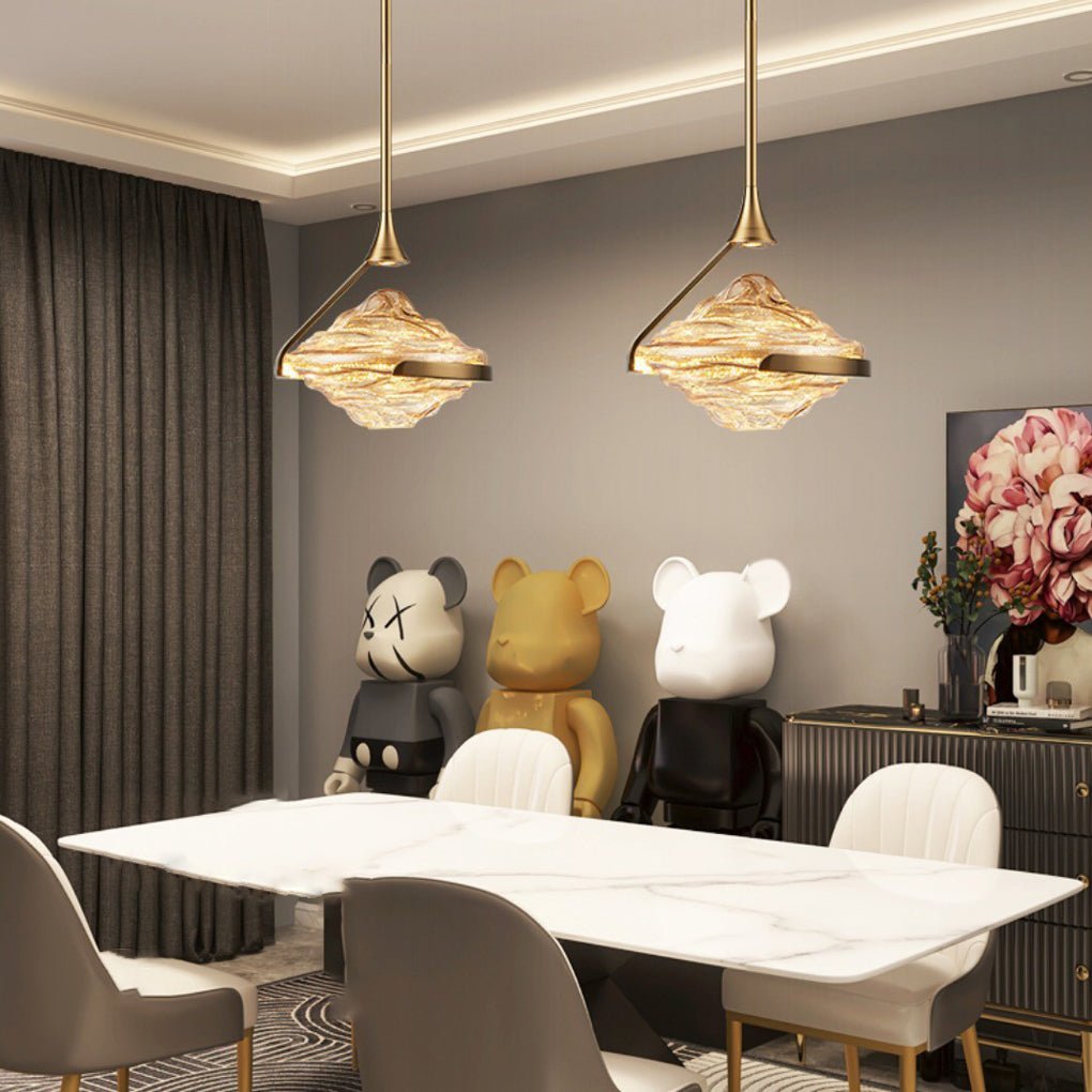 Luxury Glass UFO Spinning Top LED Pendant Light - Modern Bedside Decor