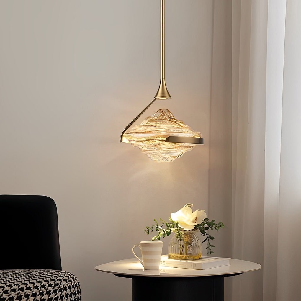 Luxury Glass UFO Spinning Top LED Pendant Light - Modern Bedside Decor