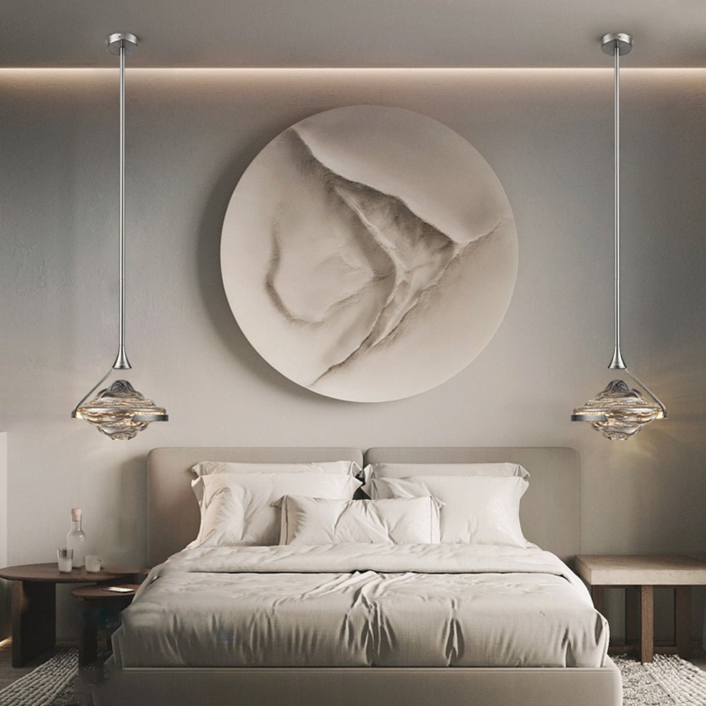 Luxury Glass UFO Spinning Top LED Pendant Light - Modern Bedside Decor