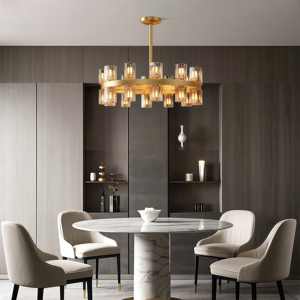 Luxury Crystal Chandelier - American Copper Ceiling Light