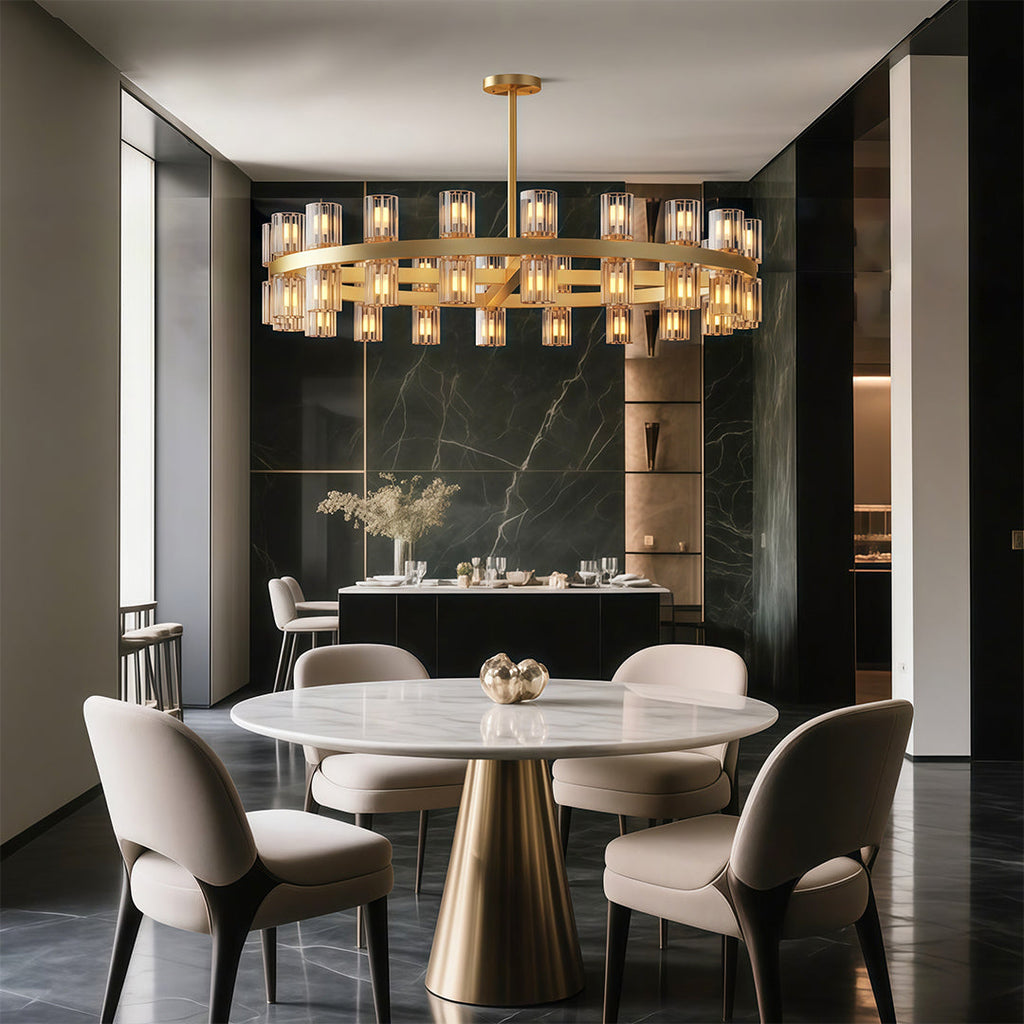 Luxury Crystal Chandelier - American Copper Ceiling Light
