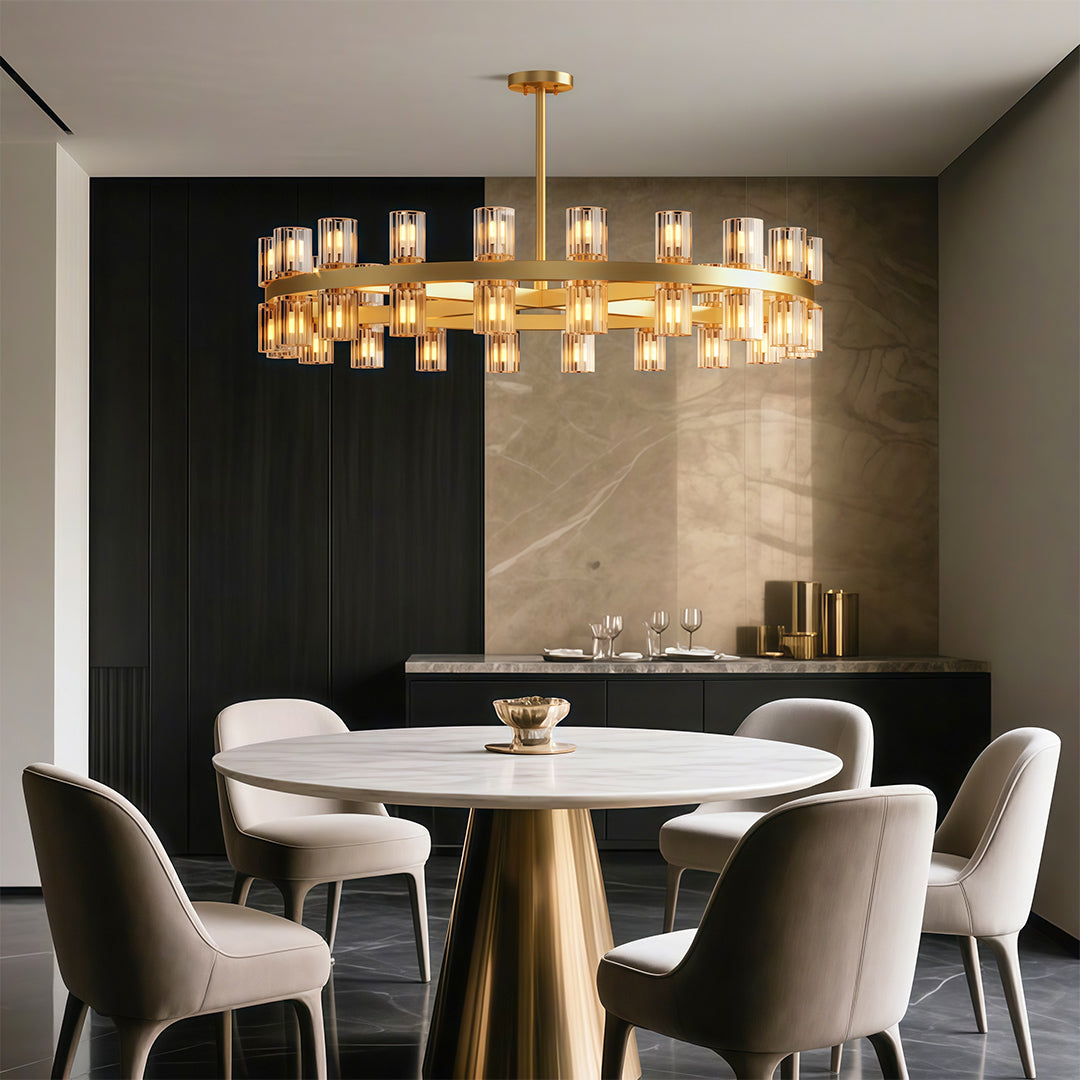 Luxury Crystal Chandelier - American Copper Ceiling Light
