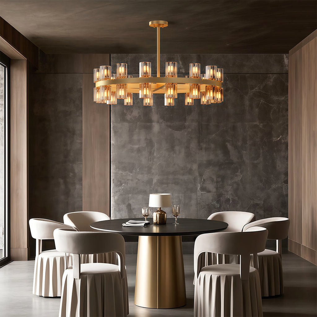 Luxury Crystal Chandelier - American Copper Ceiling Light