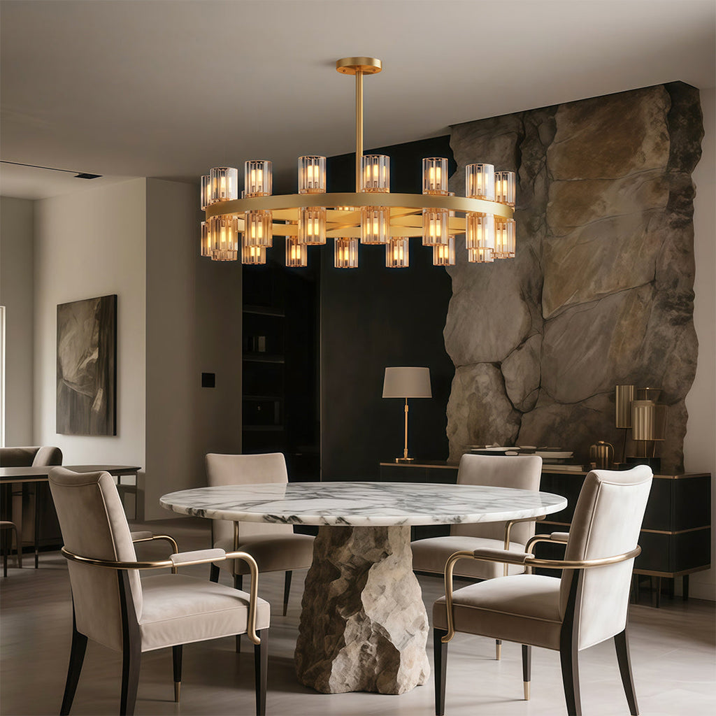 Luxury Crystal Chandelier - American Copper Ceiling Light