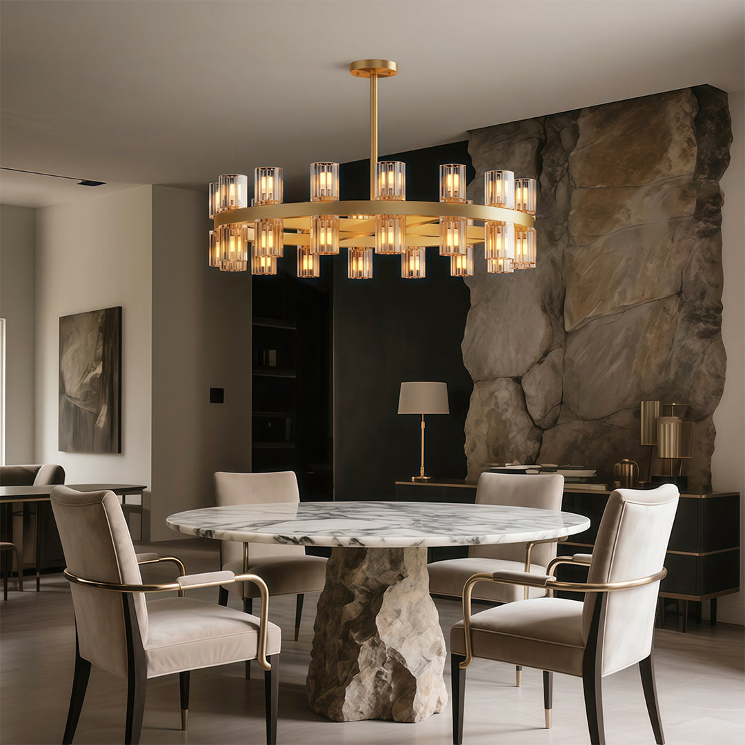 Luxury Crystal Chandelier - American Copper Ceiling Light