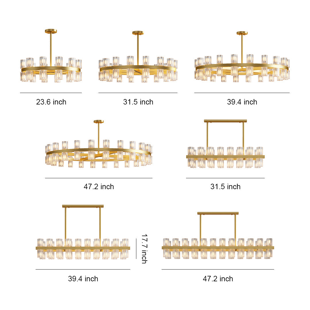 Luxury Crystal Chandelier - American Copper Ceiling Light