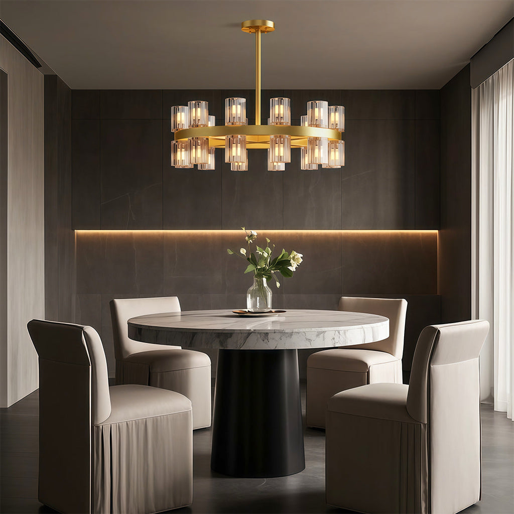 Luxury Crystal Chandelier - American Copper Ceiling Light