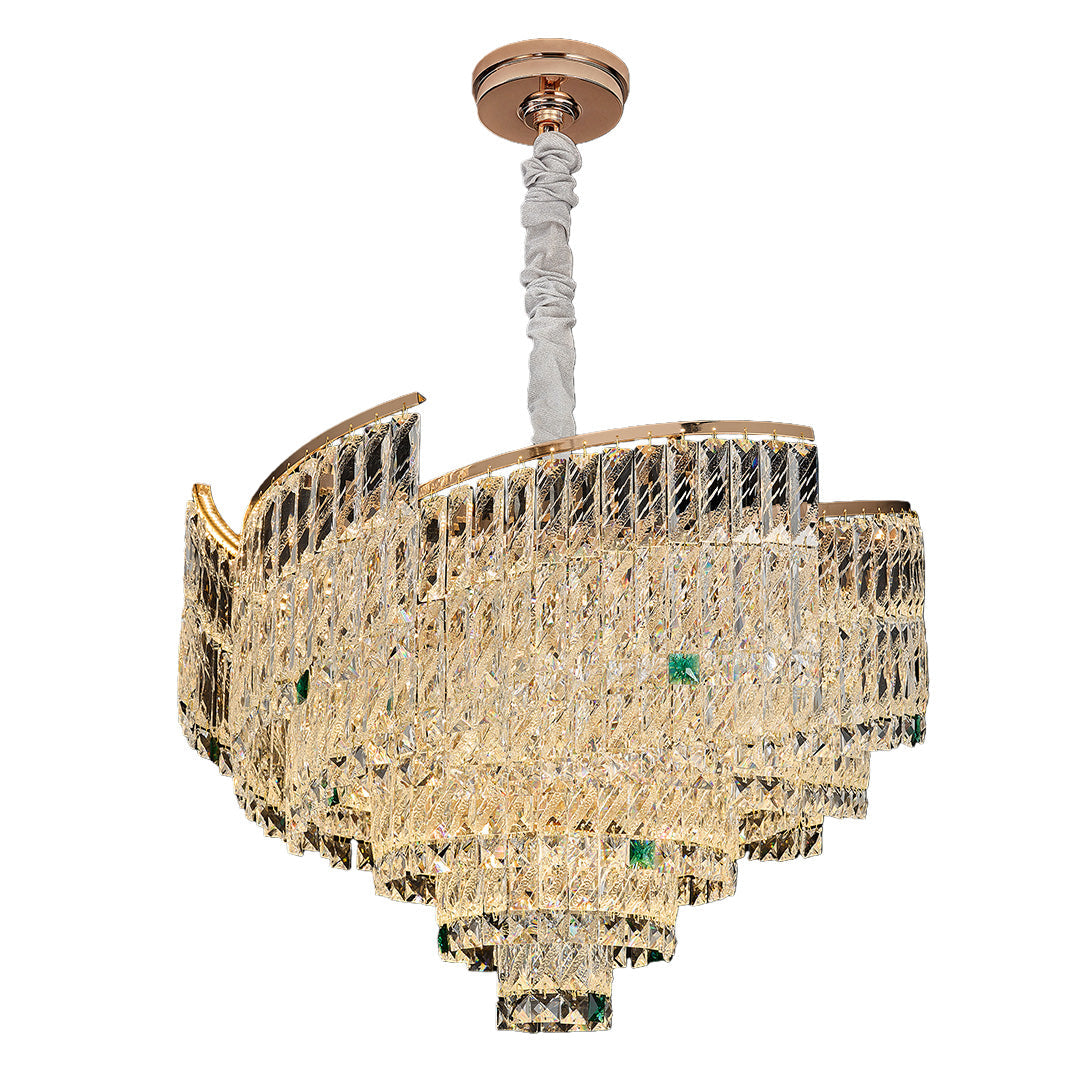 Crystal Pendant Chandelier | Luxury Carbon Steel Ceiling Light