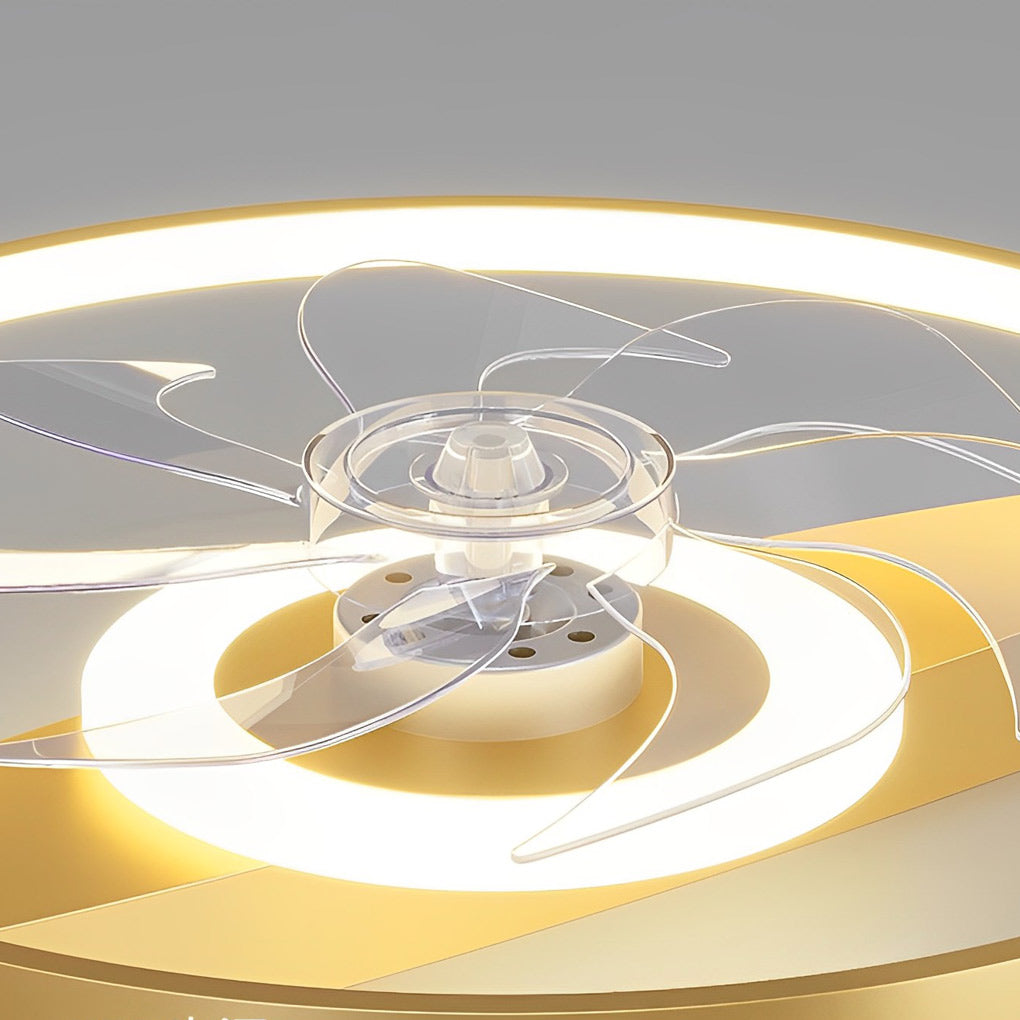 Dual Head Ceiling Fan with LED Light - Rectangular Transparent Blade Design
