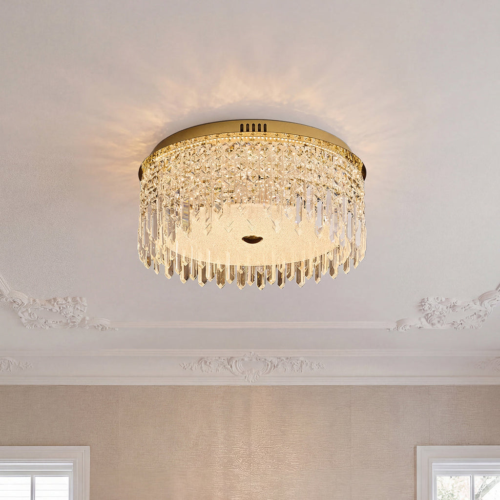Luxury Crystal Flush Mount Ceiling Light – Modern Metal Fixture