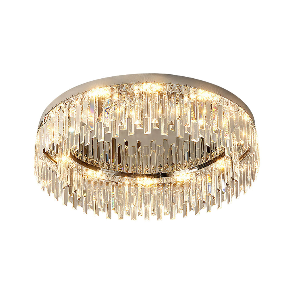 Crystal Flush Mount Ceiling Light - Modern Round Minimalist Design