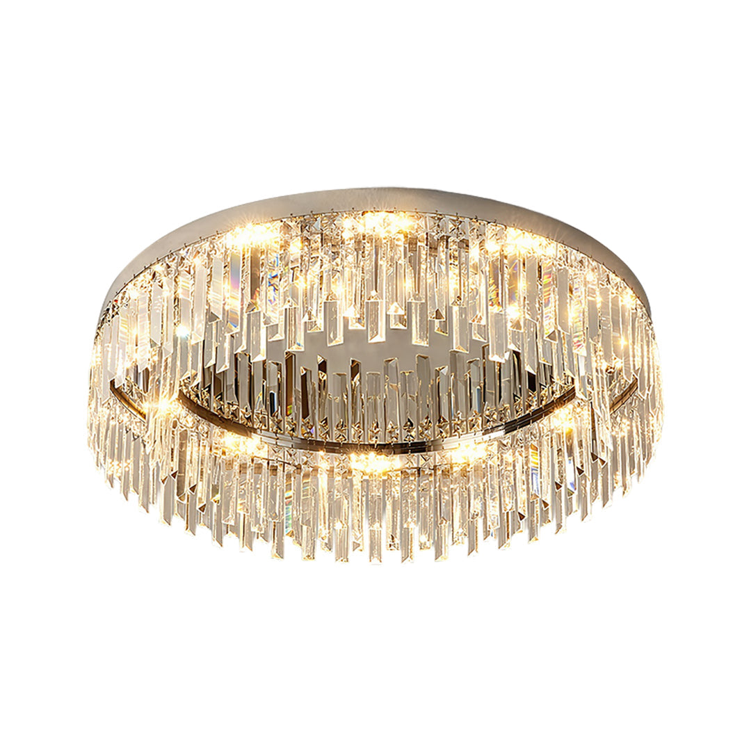 Crystal Flush Mount Ceiling Light - Modern Round Minimalist Design
