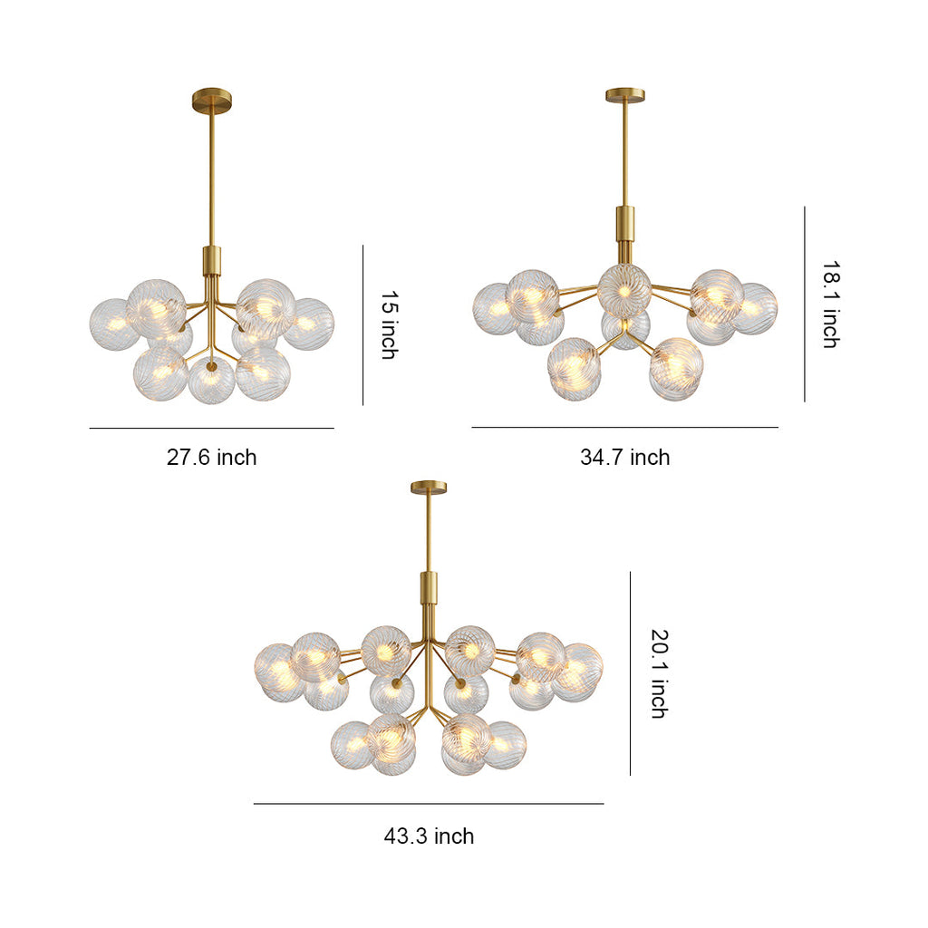 Luxury Copper Glass Ball Chandelier Modern Ceiling Light