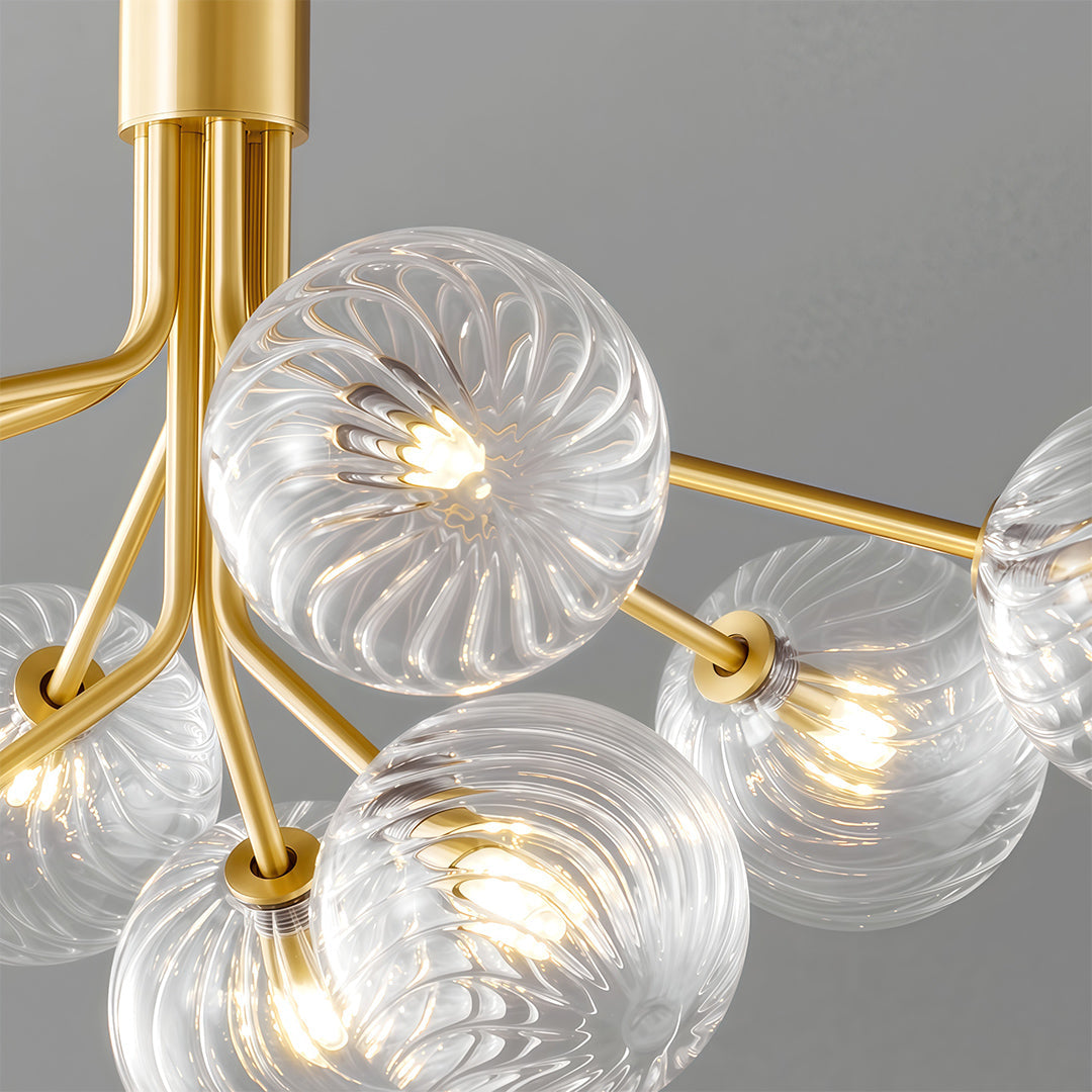 Luxury Copper Glass Ball Chandelier Modern Ceiling Light