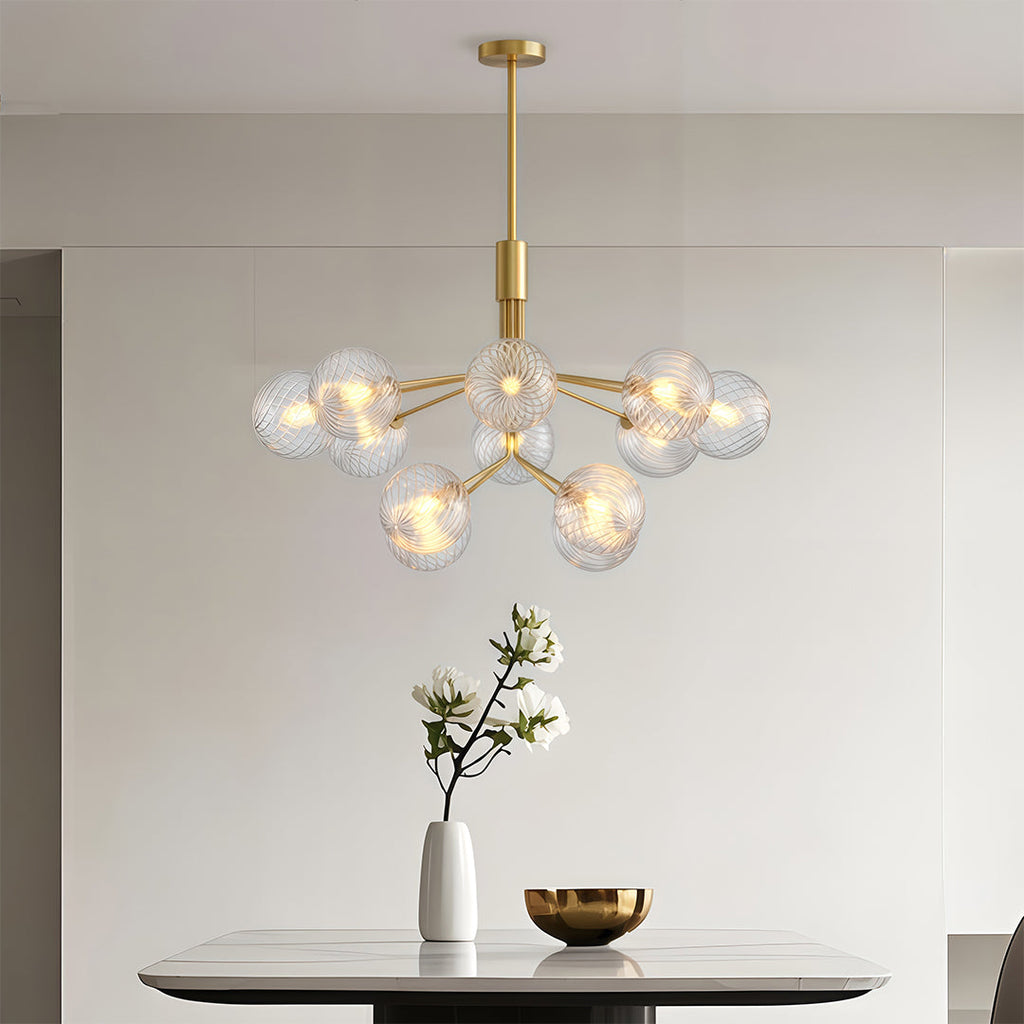 Luxury Copper Glass Ball Chandelier Modern Ceiling Light