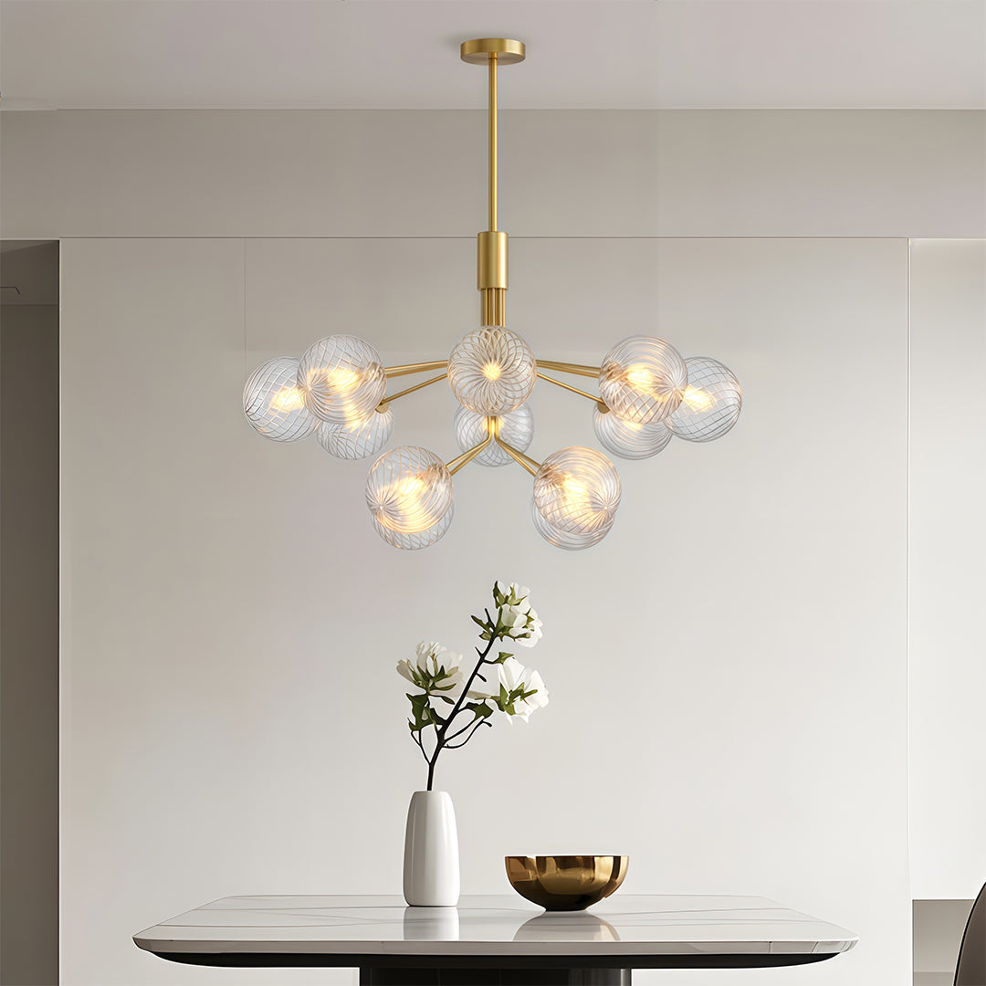 Luxury Copper Glass Ball Chandelier Modern Ceiling Light