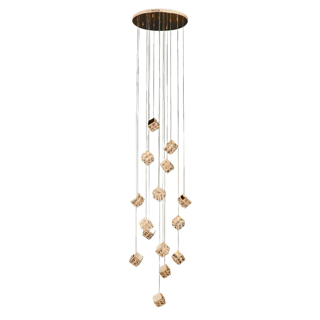Stairs Chandelier Magic Cube Crystal Ceiling Light, Modern LED Lighting Fixture, Elegant Home Decor, Dimmable Design, Luxury Ceiling Lamp